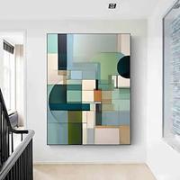 The Hand-painted Modern Palette Oil Painting On Canvas Abstract Oil Painting Mural Arts for Living Room Decor Geometry Graph No Frame Lightinthebox - thumbnail