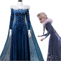 Frozen Princess Elsa Anna Dress Cosplay Costume Women's Movie Cosplay Cosplay Costume Blue Dress Halloween Masquerade Polyester Lightinthebox - thumbnail