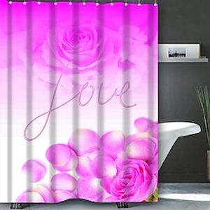 Valentine's Day Bathroom Deco 4 Pcs Shower Curtain Set Bathroom Sets Modern Home Bathroom Decor with Bath Mat U Shape and Toilet Lid Cover Mat and 12 Hooks miniinthebox