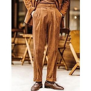Men's Dress Pants Corduroy Pants Trousers Suit Pants Pocket Plain Comfort Breathable Outdoor Daily Going out Fashion Casual Black Blue Lightinthebox