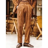 Men's Dress Pants Corduroy Pants Trousers Suit Pants Pocket Plain Comfort Breathable Outdoor Daily Going out Fashion Casual Black Blue Lightinthebox - thumbnail