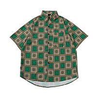 Men's Shirt Other Prints Graphic Button-Down Print Short Sleeve Casual Tops Basic Hawaiian Distressed Green  Summer Lightinthebox - thumbnail