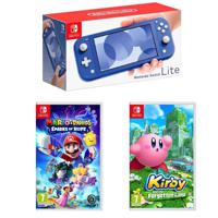 Nintendo Switch Lite Console Blue With Mario With Rabbids Sparks Of Hope & Kirby And The Forgotten Land