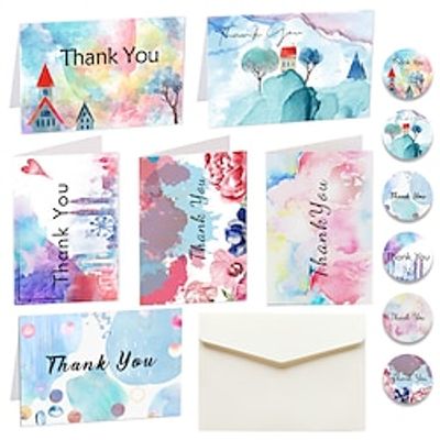 6Pcs/Set Greeting Cards Thank You Card Greeting Cards with Envelopes Infant Gift Blessing  Gift Cards Business Envelopes Card Gifts Paper Note Card miniinthebox