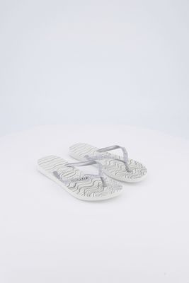 Womens Style 2 Slim Reveillon Slippers  White/Bright Silver