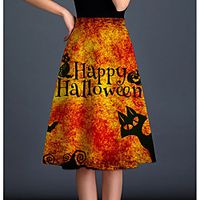 Women's Halloween Party Evening Party Vintage Capris Skirts Pumpkin Animal Ruffle Print Yellow Orange White miniinthebox - thumbnail