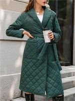 Women's Thick Quilted Cotton Thermal Coat With Belted - thumbnail