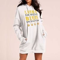 Women's Pullover Hoodie Sweatshirt Text Beer Pocket Print Daily Sports Hot Stamping Streetwear Long Hoodies Sweatshirts  White Black Lightinthebox - thumbnail