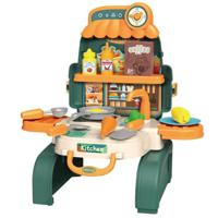 Little Story Role Play Chef Kitchen Restaurant Toy Set School Bag 21 Pcs - Green 3 - In - 1 Mode LS_RPSB_KTGR