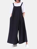 Casual Solid Strap Wide Leg Jumpsuits