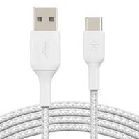 Belkin BoostCharge Braided USB C Charger Cable, USB-C to USB-A Cable, USB type C charging cable For iPhone 16, 15, Samsung Galaxy S24, S23, Pixel, iPad, MacBook, Nintendo Switch And More - 1m, White BL-CBL-USB.C-USB.A-1M-WHT