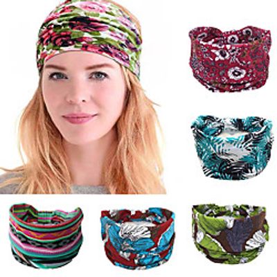 5PCS Cotton Women Headpiece Stretch Hot Selling Turban Hair Accessories 1PC Headwear Yoga Run Bandage Hair Bands Headbands Wide Headwrap Lightinthebox
