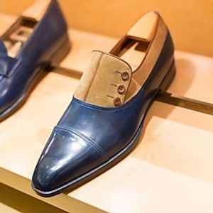 Men's Loafers  Slip-Ons Dress Loafers Plus Size Leather Loafers Walking Business Casual Christmas Xmas Daily PU Height Increasing Loafer Blue Purple Dark Blue Spring Fall Lightinthebox