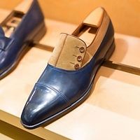 Men's Loafers  Slip-Ons Dress Loafers Plus Size Leather Loafers Walking Business Casual Christmas Xmas Daily PU Height Increasing Loafer Blue Purple Dark Blue Spring Fall Lightinthebox - thumbnail