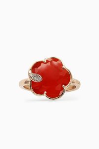 Petit Joli Diamond Ring with Red Carnelian in 18kt Rose Gold