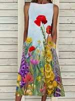Mid-waist Printed Waist Strappy Shift Dresses Mid-waist Printed Waist Strappy Shift Dresses