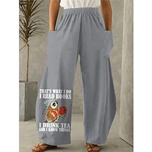 Women's Pants Trousers Baggy Full Length Faux Linen Pocket Designer Casual Casual Daily Wear Transparent White Transparent Blue S M Spring, Fall, Winter, Summer Lightinthebox