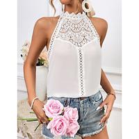 Women's Blouse Floral Daily Print Black Sleeveless Vintage Halter Neck Summer Lightinthebox - thumbnail