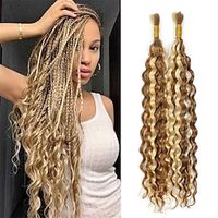 2Bundle Drawn Bulk Human Hair for Braiding No Weft Only Hair for Knotless Goddess Braids Micro Crochet Hair for Bohemian Box Braids Highlight 100 Grams 18 inch Water Wave P27613 Lightinthebox - thumbnail