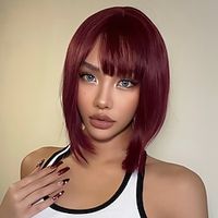 14Inch Synthetic Wigs For Women's Wig  Purple Short Curly Bobo Hair with  Bangs Daily Fresh Lovely  Party miniinthebox