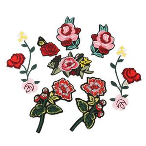 8Pcs Embroidery Rose Flower Sew On / Iron On Patch
