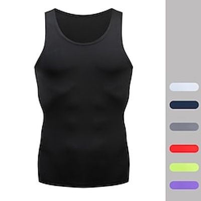 Men's GYM Tank Compression Tank Fitness Tank Men Tops Crew Neck Sleeveless Sports  Outdoor Vacation Going out Casual Daily Gym Quick dry Sweat wicking Breathable Soft Plain Black White Activewear Lightinthebox