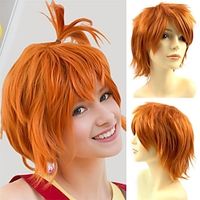 Rose bud Anime Halloween Wig Dark Orange for Cosplay Party Synthetic Layered Short Hair Wigs with Bangs Pastel Wigs for Women Men Kids miniinthebox