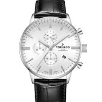 Tornado Men's Chronograph White Dial Watch - T6102-SLBW