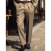 Men's Dress Pants Trousers Suit Pants Front Pocket Straight Leg Plaid Comfort Business Daily Holiday Fashion Chic  Modern Black Brown miniinthebox - thumbnail