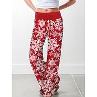 Women's Loungewear Pants Snowflake Casual Comfort Soft Home Christmas Daily Cotton Blend Breathable Pant Fall Winter Red Lightinthebox - thumbnail