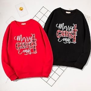 Kids Boys Christmas Sweatshirt Letter Casual Long Sleeve Fashion Cotton 1-5 Years Winter Black Red Lightinthebox