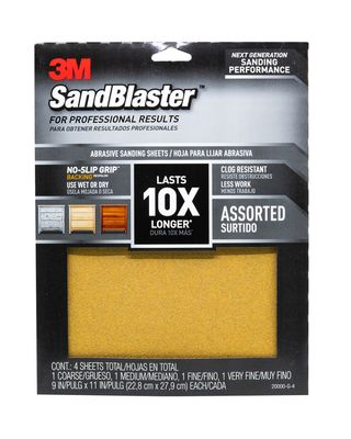 3M 3Pack 9x11 Sandpaper Assorted