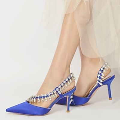 Women's Heels Wedding Shoes Pumps Dress Shoes Wedding Party Daily Solid Color Wedding Heels Bridal Shoes Bridesmaid Shoes Summer Sparkling Glitter Stiletto Heel Pointed Toe Elegant Fashion Luxurious Lightinthebox