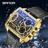 SANDA Men Digital Watch Fashion Casual Wristwatch Shock Resistant Luminous Alarm Clock Countdown Waterproof Silicone Gel Leather Strap Watch miniinthebox - thumbnail