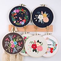 Embroidery Kits DIY Embroidery Starter Kit with Plant Flower Pattern Bamboo Embroidery Hoop Color Threads Cross Stitch Kit miniinthebox