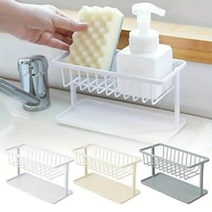 1pc Double-Layer Sink Caddy Sponge Brush Bottle Holder Rack Coutertop Sponge Soaps Draining Storage Shelf Bathroom Accessories, Kitchen Gadgets miniinthebox