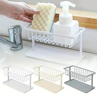 1pc Double-Layer Sink Caddy Sponge Brush Bottle Holder Rack Coutertop Sponge Soaps Draining Storage Shelf Bathroom Accessories, Kitchen Gadgets miniinthebox - thumbnail