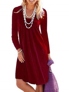Round Neck Plain Shift Dress