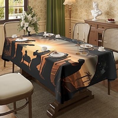 Nativity of Jesus Christmas Tablecloth Rectangular, Waterproof and Oil-proof Table Cloth, Winter Christmas Decor Table Cover for Dining, Patry, Family Lightinthebox