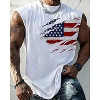 Graphic American Flag Fashion Designer Casual Men's 3D Print Tank Top Vest Top Undershirt Sleeveless T Shirt for Men Daily Holiday Vacation T shirt Black White Red Sleeveless Crew Neck Shirt Summer Lightinthebox