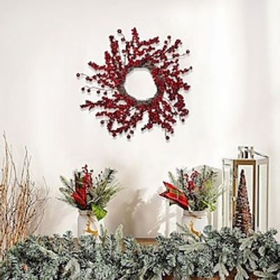 Christmas Wreath Red Wreath Hanging Christmas Garland Door Decor 40Cm| Christmas Decorations | Christmas Decorations Items | Christmas Lights | Christmas Tree miniinthebox