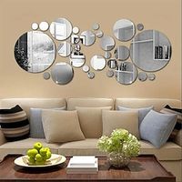 24/26pcs, 3D Acrylic Mirror Wall Sticker, Round Mirror, DIY TV Background Room Sticker Wall Decoration, Bedroom Bathroom Wall Decoration, Home Decor miniinthebox
