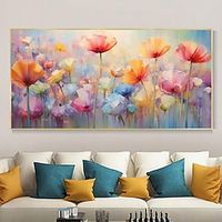 Colourful Abstract Handpainted flowers Watercolour Painting Style Canvas Art Wall Handmade Living Room Decor Floral Wall Art miniinthebox