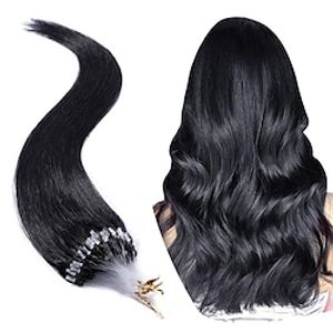 Micro Ring Hair Extensions Hair Extensions Human Hair 1pack Pack Straight Black Multi-color Hair Extensions miniinthebox