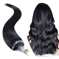 Micro Ring Hair Extensions Hair Extensions Human Hair 1pack Pack Straight Black Multi-color Hair Extensions miniinthebox - thumbnail