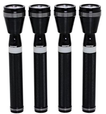 Geepas Torch 216.5 mm Rechargeable LED Flashlight, 4 Pieces - GFL4668