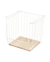 iDesign Wire & Paulownia Wood Open Front Bin 12 x 12 x 12 inch