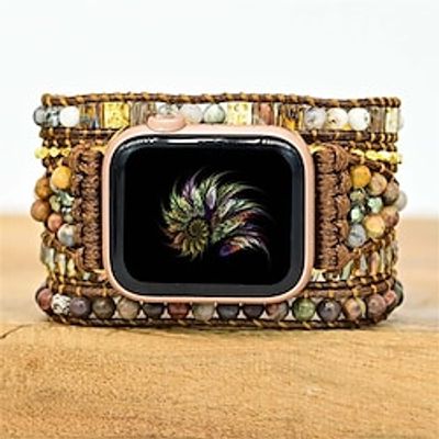1PC Smart Watch Band Compatible with Apple iWatch Apple Watch Ultra 49mm Series 87654321  SE Decorative Rings Loops for iWatch Smartwatch Strap Wristband Fabric Beaded Handmade Adjustable Lightinthebox