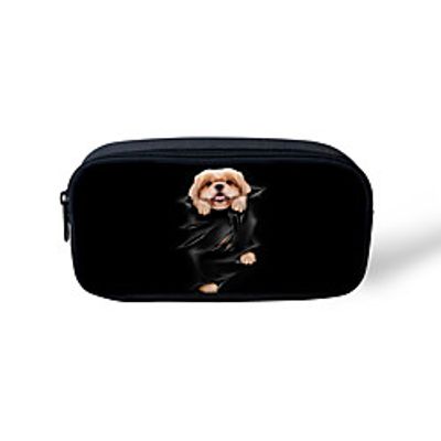 Unisex Bags Polyester Pencil Cases Zipper Cartoon Cat Floral Print Daily Office  Career 3D Print White Black Lightinthebox