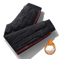 Men's Joggers Winter Pants Down Pants Trousers Casual Pants Pocket Drawstring Elastic Waist Letter Comfort Breathable Full Length Daily Going out Streetwear Stylish Thicken Black  Red Black  White Lightinthebox - thumbnail